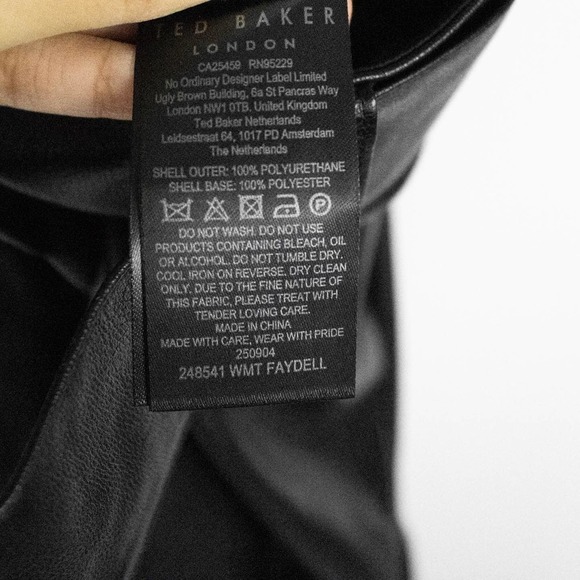 Ted Baker High Waist Black Faux Leather Pants Trousers Cropped Pleated Size 12 - Picture 5 of 12